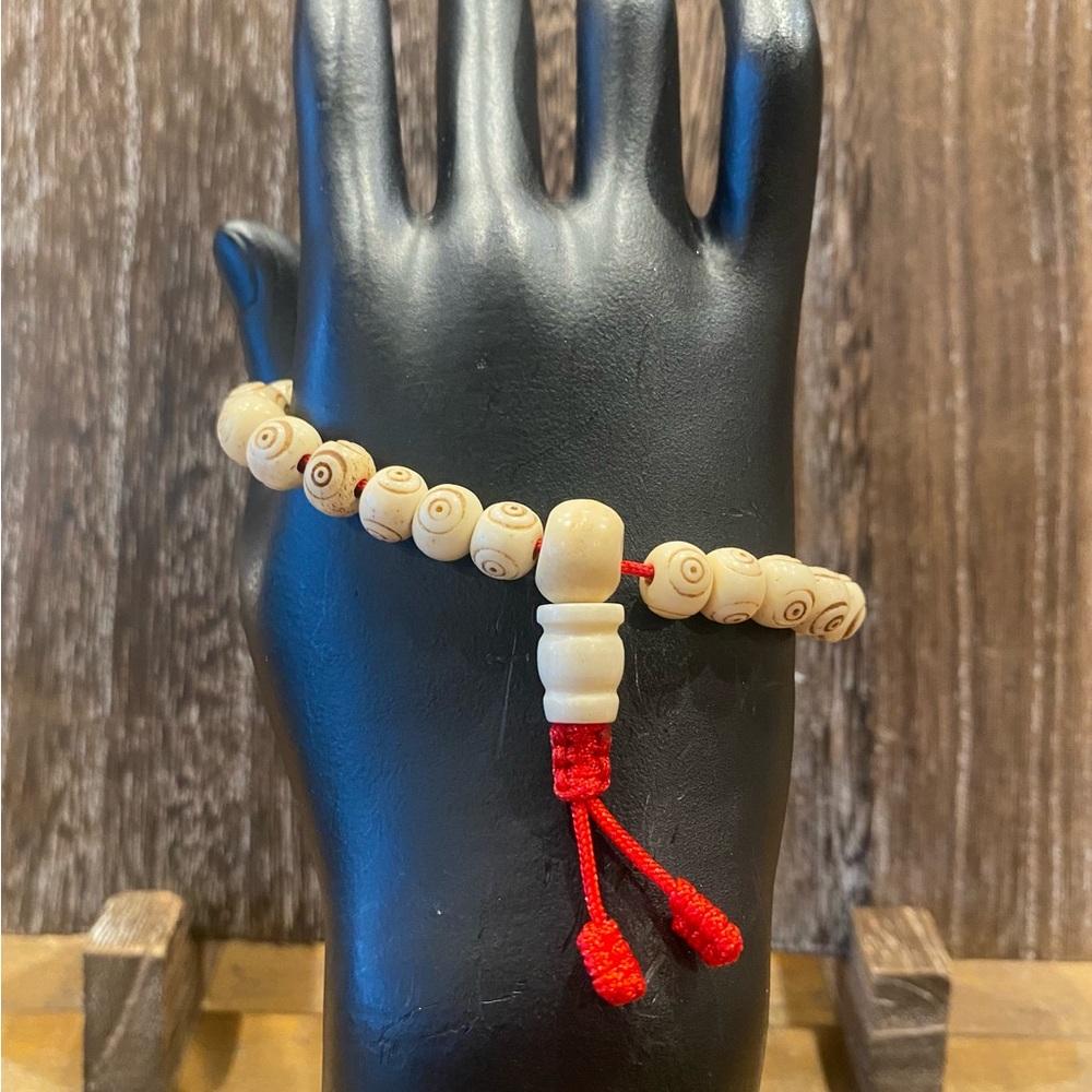 Beaded Bracelet with Red Accents